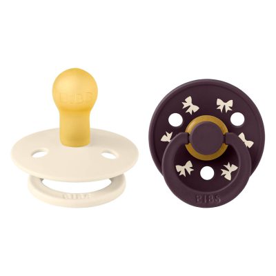 Пустушка BIBS Pacifier Colour Holiday Bow Latex Round (кругла) – Ivory/Plum (2 в упаковці) - Зображення 2