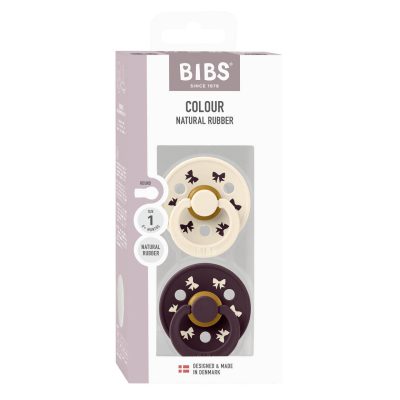 Пустушка BIBS Pacifier Colour Holiday Bow Latex Round (кругла) – Ivory/Plum (2 в упаковці) - Зображення 3