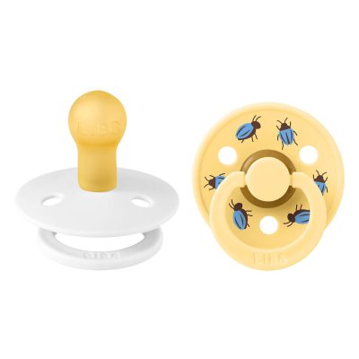 Пустушка BIBS Studio Colour 2 PACK Latex Round (кругла) Beetle – White/Pale Butter (2 в упаковці) - Зображення 2