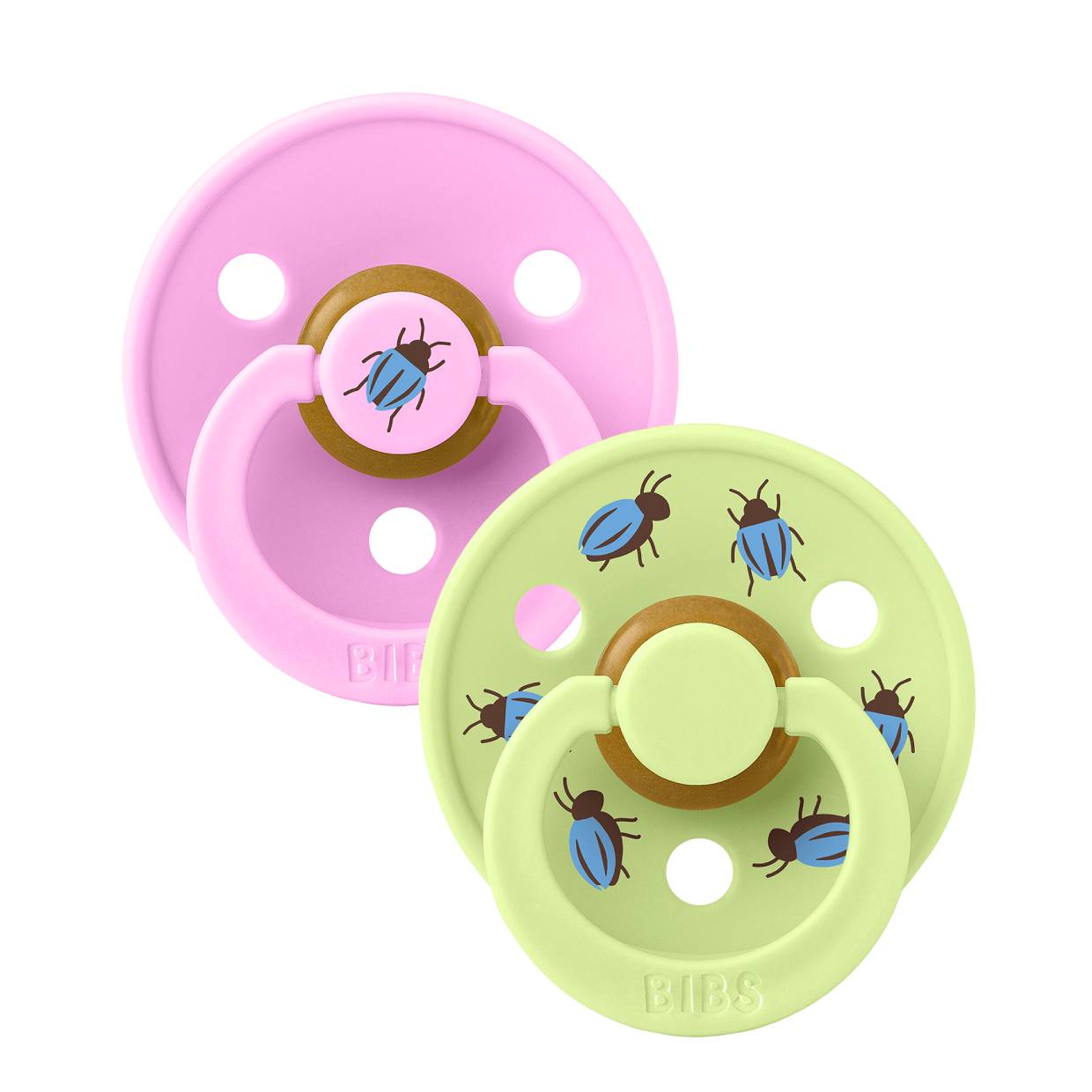 Пустушка BIBS Studio Colour 2 PACK Latex Round (кругла) Beetle – Round Ballet/Matcha (2 в упаковці)