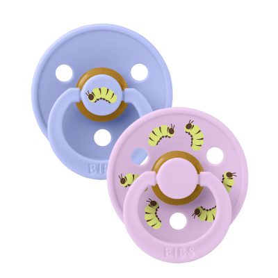 Пустушка BIBS Studio Colour 2 PACK Latex Round (кругла) Caterpillar – Hush/Violet Sky (2 в упаковці)