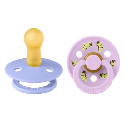 Пустушка BIBS Studio Colour 2 PACK Latex Round (кругла) Caterpillar – Hush/Violet Sky (2 в упаковці) - Зображення 3
