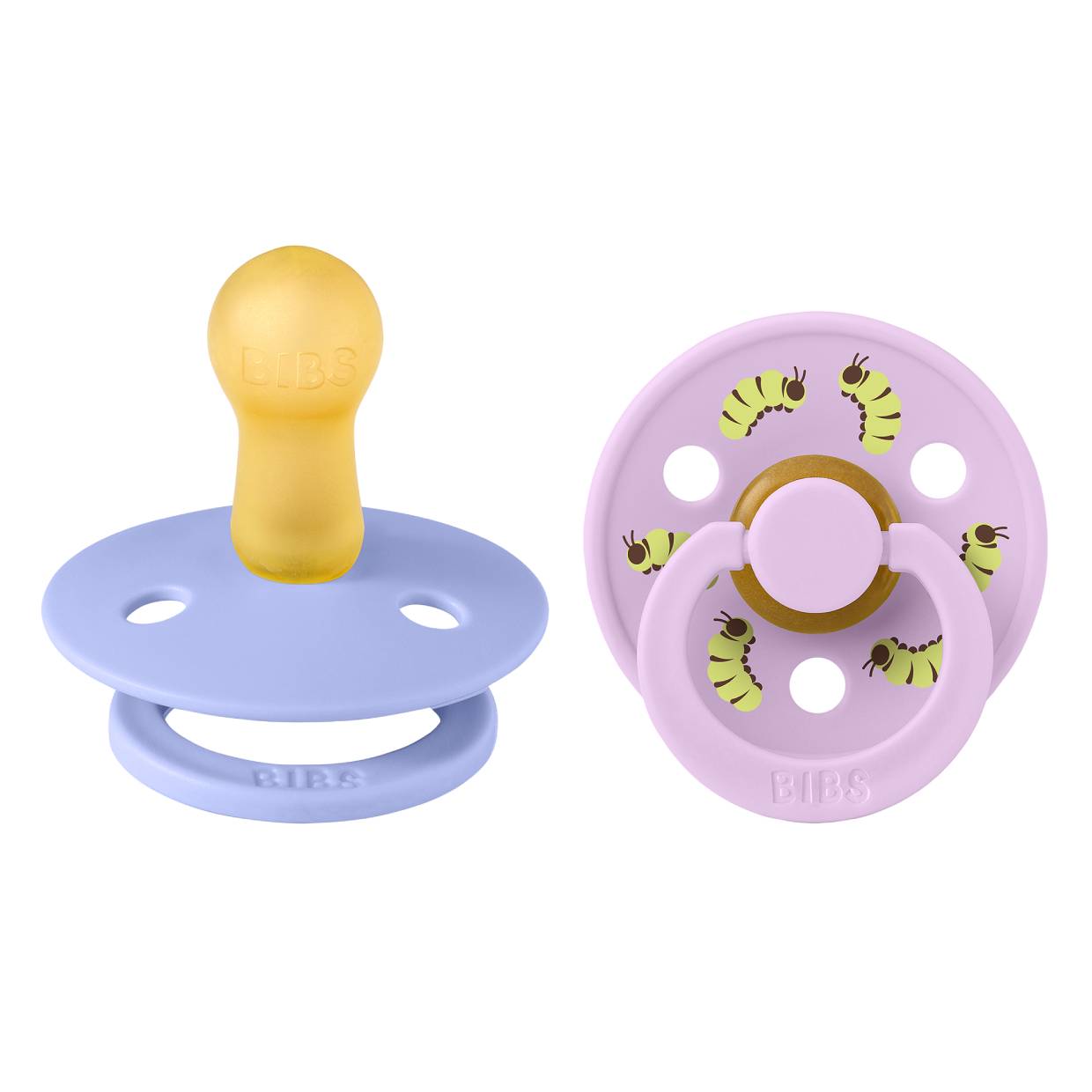 Пустушка BIBS Studio Colour 2 PACK Latex Round (кругла) Caterpillar – Hush/Violet Sky (2 в упаковці) - Зображення 3