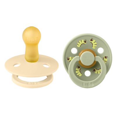 Пустушка BIBS Studio Colour 2 PACK Latex Round (кругла) Caterpillar – Silk/Sage (2 в упаковці) - Зображення 2