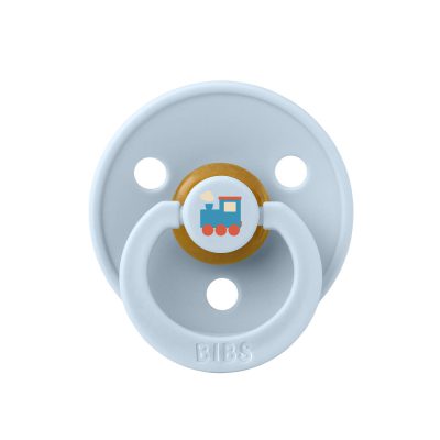 Пустушка BIBS Pacifier Colour Holiday Train Latex Round (кругла) – Baby Blue