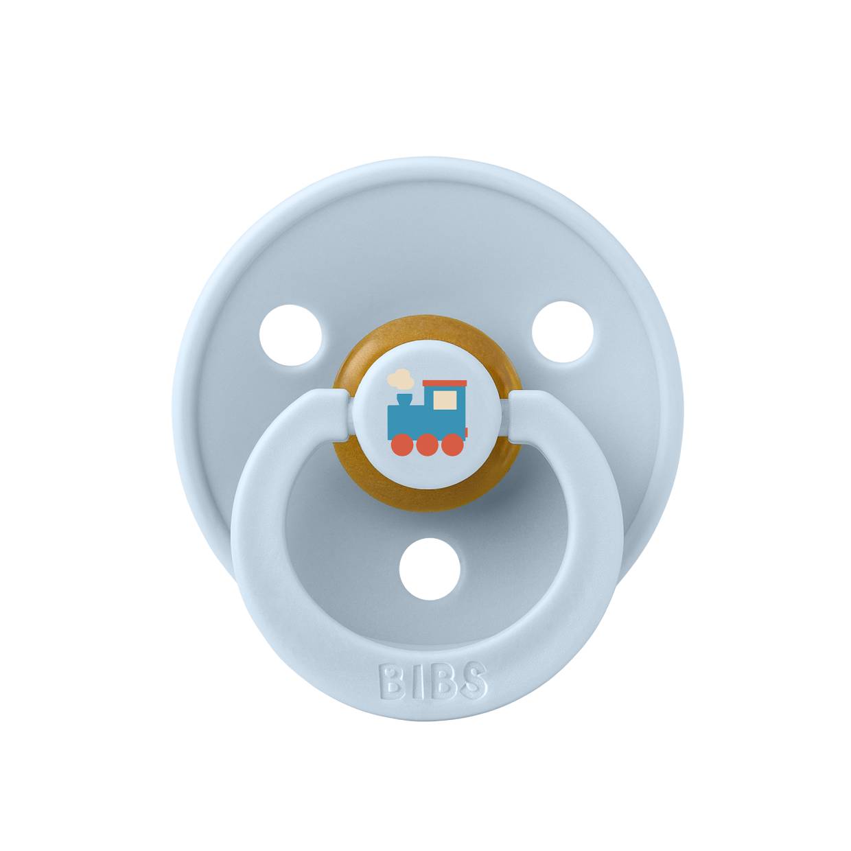 Пустушка BIBS Pacifier Colour Holiday Train Latex Round (кругла) – Baby Blue