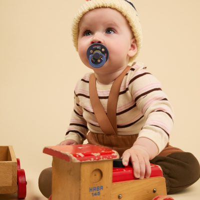 Пустушка BIBS Pacifier Colour Holiday Train Latex Round (кругла) – Steel Blue - Зображення 4